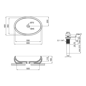 Раковина-чаша Qtap Leo 600х400х155 White з донным клапаном QT11117060GW №2