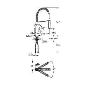 Змішувач для кухні з рефлекторним виливом Grohe Eurocube 31395000 №2