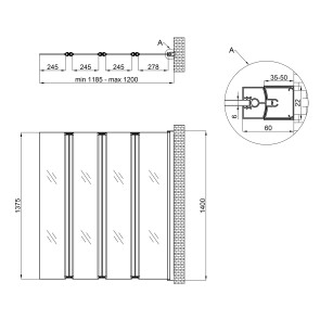 Штора на ванну Qtap Gemini WHI401214RP6 скло Pear 6 мм, 120x140 см №2