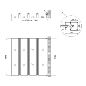 Штора на ванну Qtap Gemini WHI401314RP6 скло Pear 6 мм, 130x140 см №2