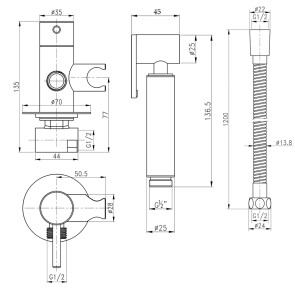 Набір для гігієнічного душу зі змішувачем Qtap Inspai-Varius BCR V00440001 №2