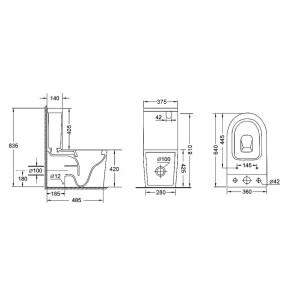 Унітаз-компакт Qtap Stork безобідковий з сідінням Soft-close QT15222178W №2