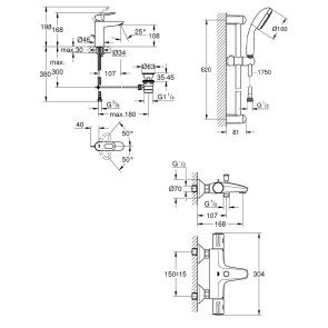 Набор смесителей Grohe Grohtherm 800 + BauLoop 34550TM №2