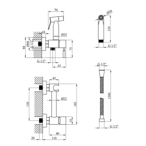 Змішувачі з гігієнічним душем KRP Edelstahl Klassisch-SCH052 №8