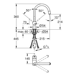 Змішувач для кухні з висувним виливом Grohe Minta 32918000 №2