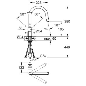 Смеситель для кухни с выдвижным изливом Grohe Minta 30348001 №2