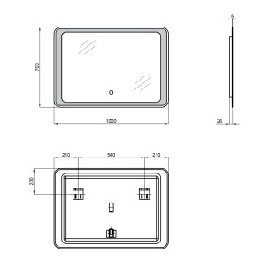 Зеркало Qtap Leo 1000х700 с LED-подсветкой QT1178141870100W №2