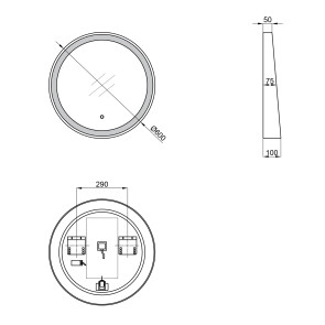 Зеркало Qtap Robin R600 Black с LED-подсветкой и антизапотеванием QT13786501B №2