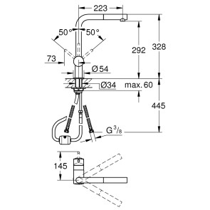 Змішувач для кухні з висувним виливом Grohe Minta 32168000 №2