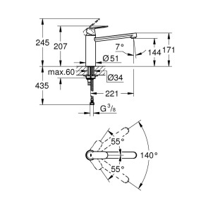 Змішувач для кухні Grohe Eurosmart Cosmopolitan 30193000 №2