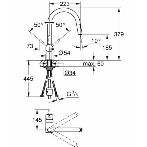 Змішувач для кухні з висувним виливом Grohe Minta 32321002 №2