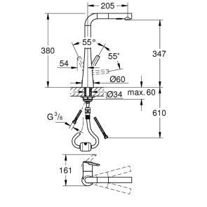 Змішувач для кухні з висувним виливом Grohe Zedra 32553002 №2