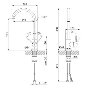 Змішувач для кухні Kroner KRP Edelstahl Klassisch-COL035 №9