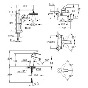 Комплект смесителей для ванной комнаты Grohe Eurosmart New UA123389M0 №2