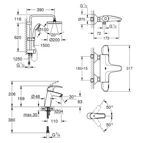 Набір змішувачів Grohe Eurosmart 34102TS №2