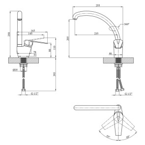 Змішувач для кухні Kroner KRM Odra-B035 №7