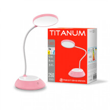 LED лампа настiльна з акумулятором TITANUM TLTF-022P 7W 3000-6500K USB рожева