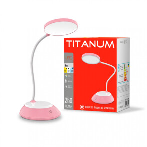 LED лампа настiльна з акумулятором TITANUM TLTF-022P 7W 3000-6500K USB рожева №1