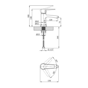 Смеситель для раковины Kroner KRM Elbe-C010 №6