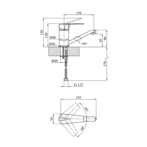 Смеситель для раковины Kroner KRM Odra-C012 №7