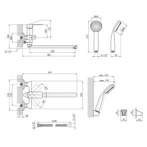 Змішувач для ванної Kroner KRM Main-C070 №3