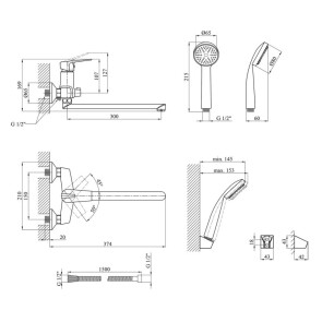 Змішувач для ванної Kroner KRM Odra-C070 №9