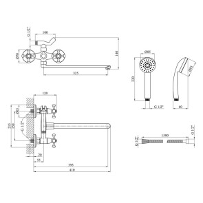 Смеситель для ванной Kroner KRM Rhein-C070 №8