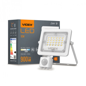 LED прожектор VIDEX F2e 10W 900Lm 5000K 220V з датчиком руху та освітленості №1