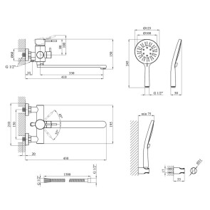 Змішувач для ванної Kroner KRP Edelstahl Klassisch-SCH070 №4