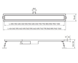 Душовий трап із нержавіючої сталі SUS304 KOER FD35-70x600 Black (KR3272) №2