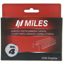 Скоби Miles No.4-8MM, 1250 шт., ширина-10,50мм, товщина-1,20мм, аналог: Rapid 140