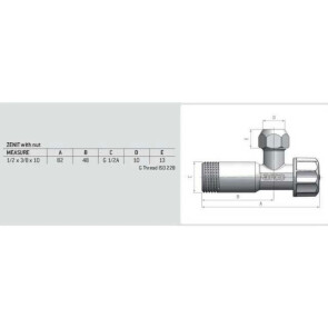 Кран вентильний кутовий ARCO 1/2х 3/4(+3/8) ZENIT Z0915 REGULA №5