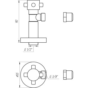 Кран полуоборотный угловой с цангой SOLOMON 1/2х 3/8 Retro 7077 №5