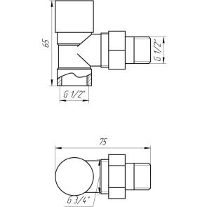 Кран вентильный угловой с американкой SOLOMON 1/2″ CHROM 1844 п/ключ №3