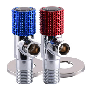 Комплект кранов угловых керамика SOLOMON EXCLUSIVE 1/2”X1/2” 9889 RED/BLUE (комплект 2шт.) №1