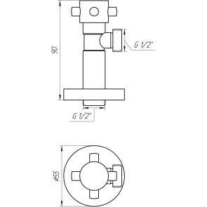 Кран полуоборотный угловой SOLOMON 1/2х1/2 Retro 7077 №7