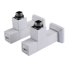 Набір Кран напівоборотний кутовий з американкою SOLOMON LUX 1/2″ CUBE WHITE 8888 (2шт.)