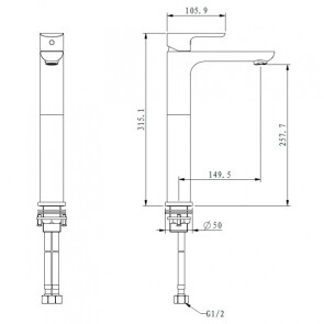 Змішувач для умивальника Gappo Noar G1048-2 №7