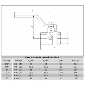 Кран кульовий Raftec RED PN40 ВЗ 1 1/4 ' CBH-041 №3