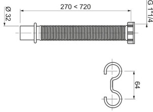 З'єднання гнучке для раковини 1¼"×Ø32мм WIRQUIN №7