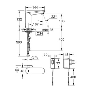 Змішувач для раковини безконтактний Grohe Eurosmart Cosmopolitan 36325001 №2