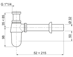 Сифон для раковини латунний 1¼"×Ø32мм WIRQUIN №11