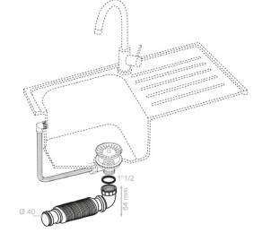 Сифон для кухонної мийки Senzo 1½"×Ø40мм WIRQUIN №6