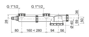 Сифон для подвійної кухонної мийки Espace 1½"×Ø40мм WIRQUIN №9