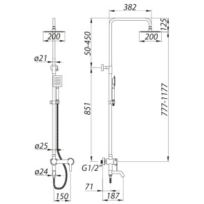 Душова колона зі змішувачем ZERIX LR72401 (нерж. сталь) (LL1027) №2