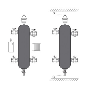 Гидрострелка KOER KR.S1031 2/2 (с воздухоотвод. и дренаж. краном) 1"НР SUS304 (KR2958 №3