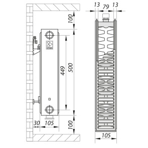 Стальной радиатор 22х500х400.B KOER (нижнее подключение) (RAD082) №3