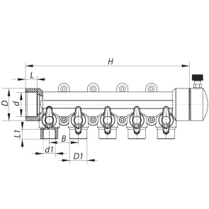 Колектор 5-way з кульовими кранами (40x20) PPR KOER K0172.PRO (KP0222) №2
