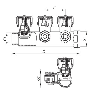 Колектор вентильний з фитингом KOER KR.1122-2 1"x2 WAYS (KR2653) №2