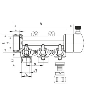 Коллектор распределительный 3-way с фитингом (40x20) PPR KOER K0191.PRO (KP2556) №3